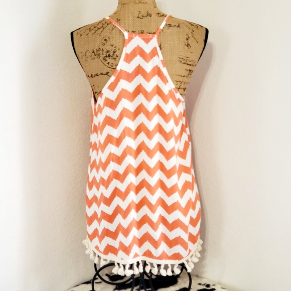 P.S. KATE Orange  white chevron Graphics And tassels Lg. - Picture 3 of 7